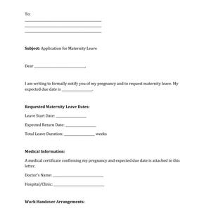 Mutterschaftsurlaub Brief Vorlage
