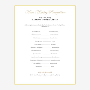 Choir Music Ministry Recognition Program - Vocal Service Template ...