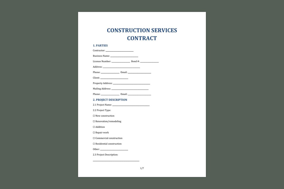 Best Construction Contract Template for Builders | Editable Contractor ...