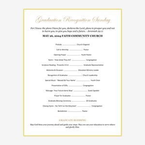 Graduation Recognition Sunday Program Template - Word & PDF Download - Etsy