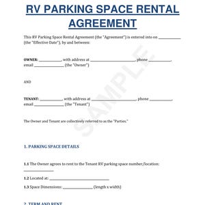RV Parking Space Rental Agreement | PDF & Word Template