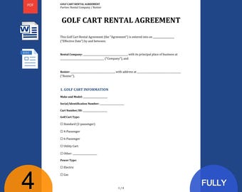Golf Cart Rental Agreement Template - Golf Vehicle/Buggy Renting