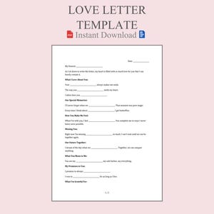 Liebesbrief Vorlage Word PDF | Romantisches Notenbeispiel | Herzliche Nachricht Liebevolles Schreiben Süße Worte
