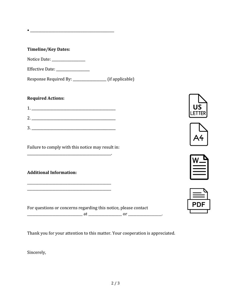 Notice Letter Template Word PDF - Official Notification Sample ...