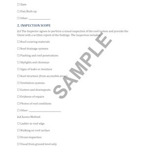 Roof Inspection Form Template | Editable Word & PDF Service Contract ...