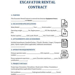 掘削機レンタル契約書テンプレート（Word・PDF） - 重機リースサンプル｜建設機械レンタル契約書（現場規約）