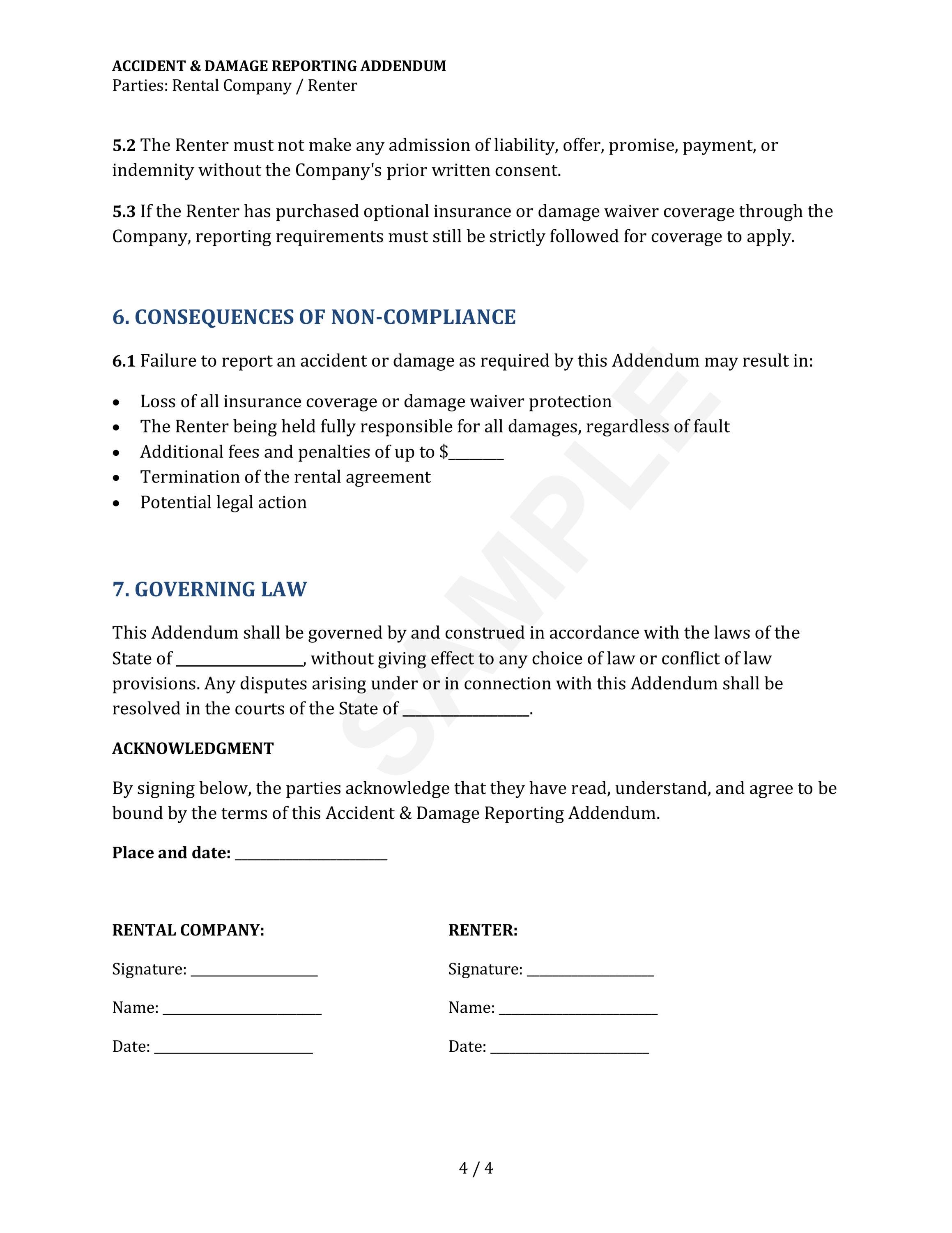 Accident Damage Reporting Addendum Template - PDF & Word Download - Etsy