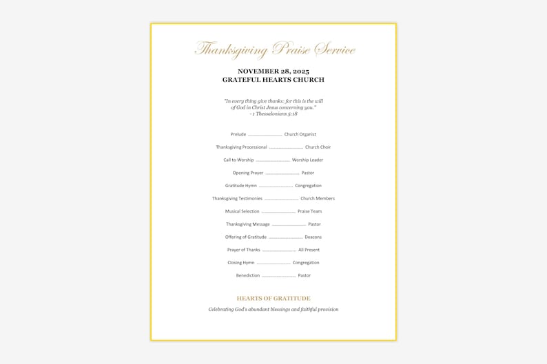 Thanksgiving Praise Program Sample & Template - Etsy