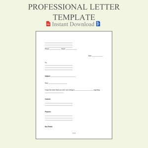 Plantilla de carta profesional en Word y PDF