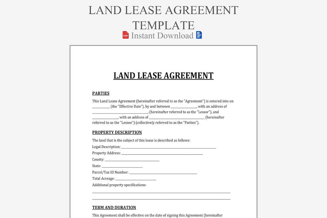 Land Lease Agreement Template. Editable Land Use Contract Form ...