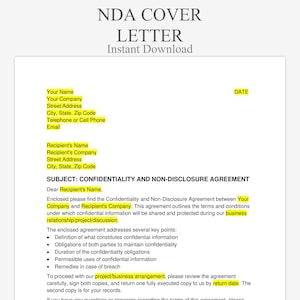 NDA Cover Letter - Confidentiality Explanation Template | Legal Forms | Introduction for Non-Disclosure Agreements