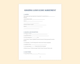 Modelo de contrato de arrendamiento de tierras de pastoreo - Ejemplo de contrato de pastoreo, contrato ganadero, descarga de Word y PDF editables