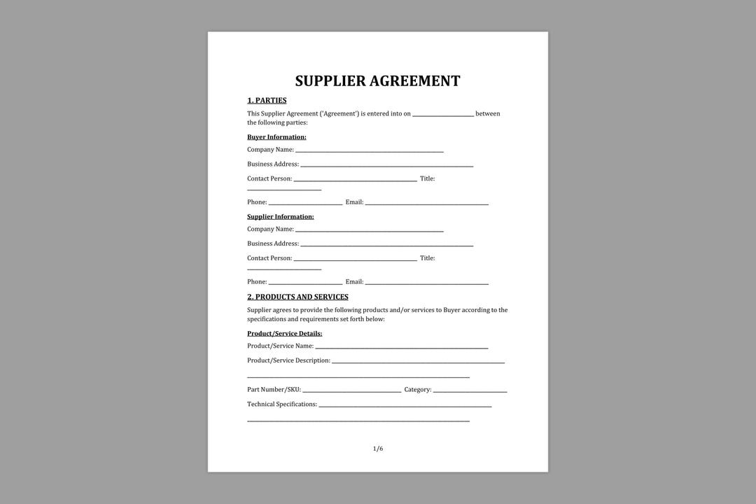 Vendor Supply Contract Template | Editable Word & PDF Download - Etsy