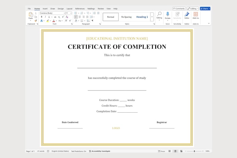 Course Completion Certificate Template – Course Diploma, Graduation ...