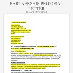 Carta de propuesta de colaboración - Plantilla de oferta de colaboración / Oportunidad de negocio conjunto - Descarga en formato Word editable
