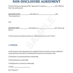 Non Disclosure Agreement Template
