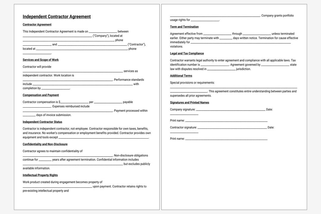 Independence Order Form Independent Contractor Agreement Template, Freelance Work Contract ...