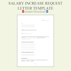 Salary Increase Request Letter Template Word & PDF - Raise Appeal Sample | Pay Rise Application Compensation Review