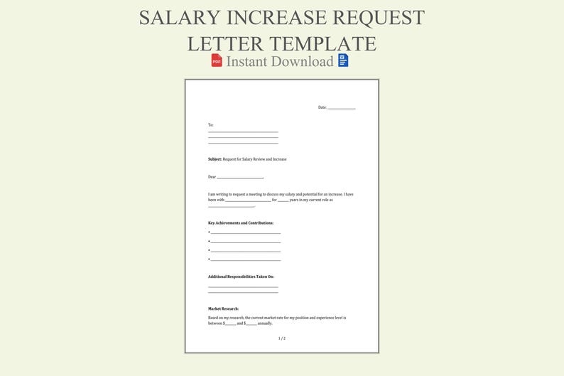 Salary Increase Request Letter Template Word & PDF - Raise Appeal ...