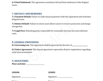 Lease Buyout Agreement Template PDF and Word Download