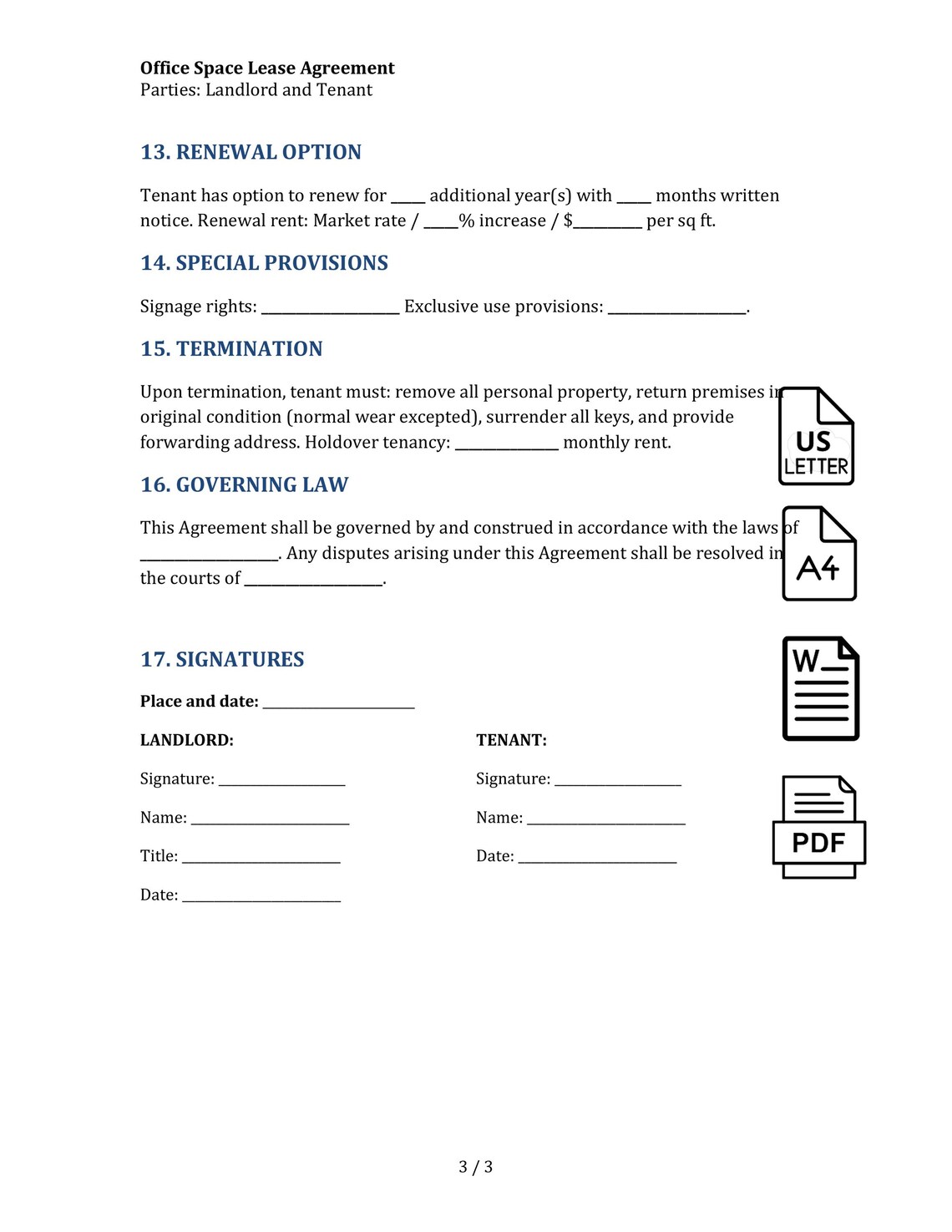 Office Space Lease Contract Template - Etsy