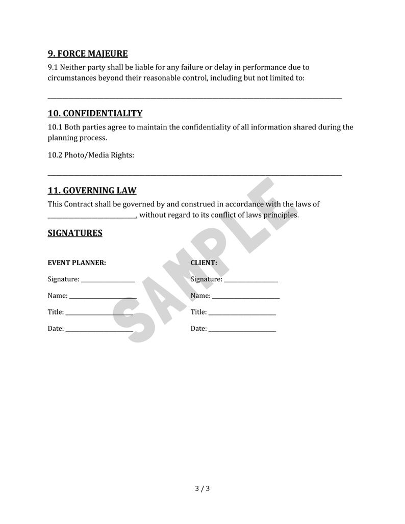Event Planning Contract - Party Agreement Template | Business Forms ...
