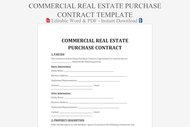 Prop Contract Commercial Real Estate Purchase Contract Template | Property Sale ...