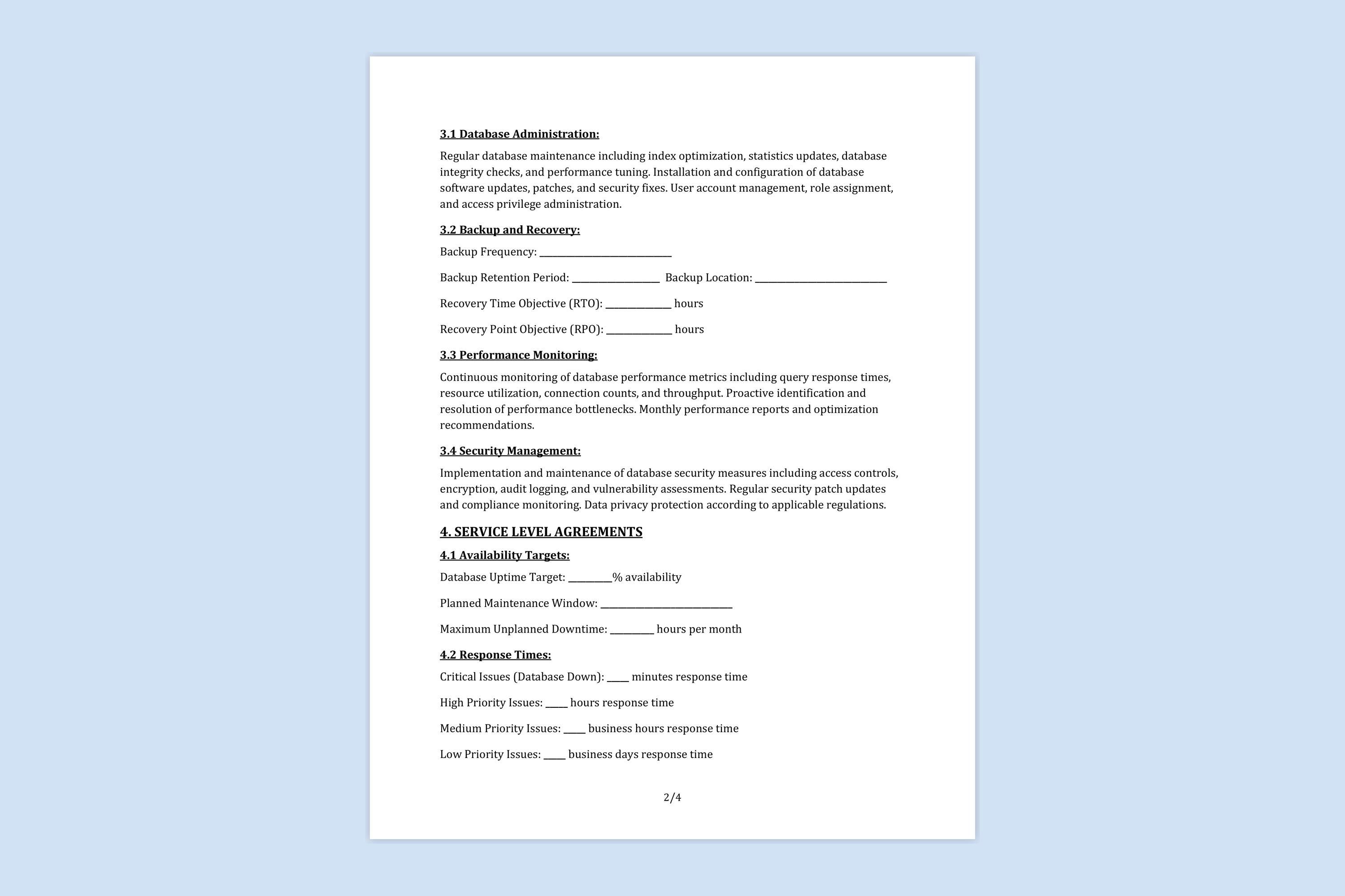 Database Management Contract Template - Database Contract, Manage Terms ...