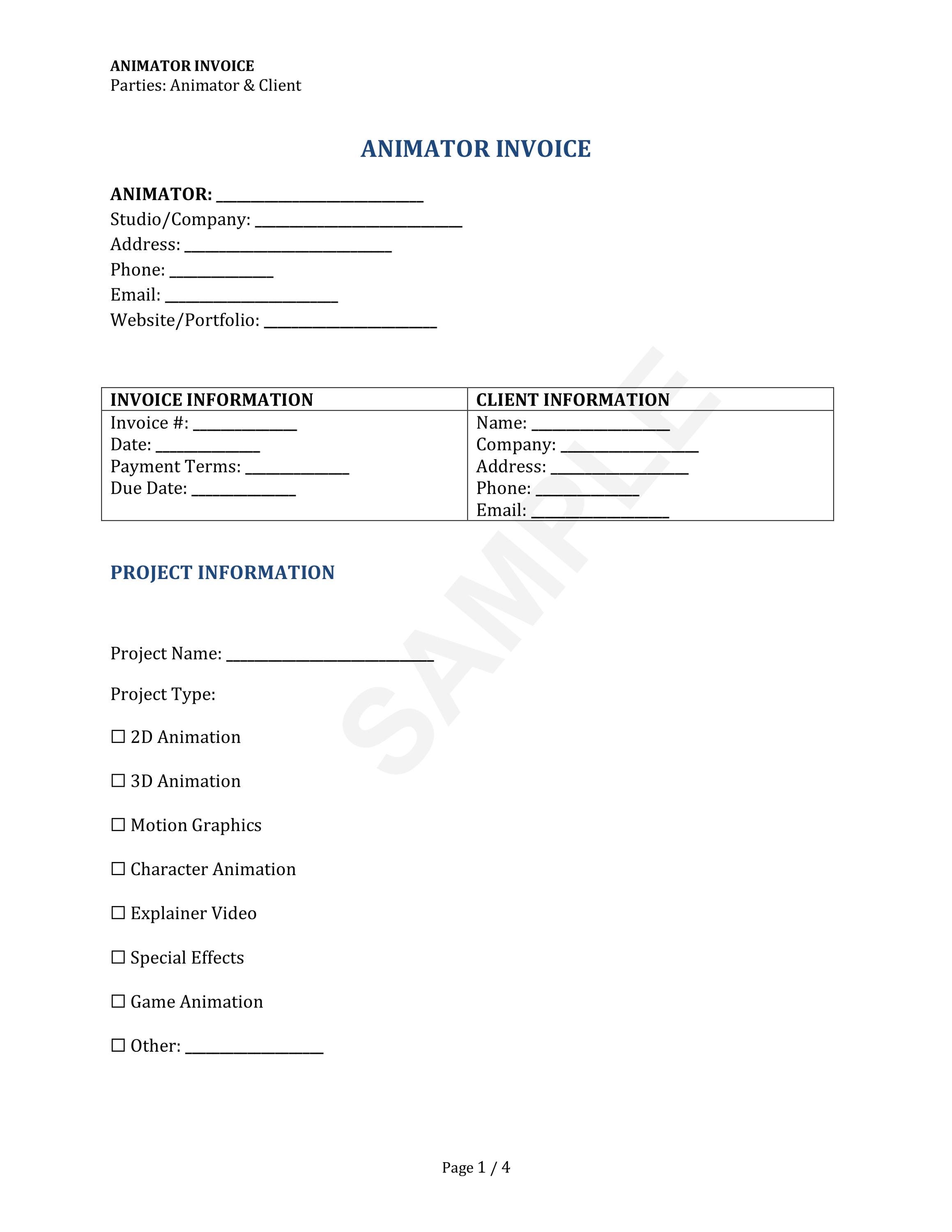 Animator Invoice, Animation Payment Template | Creative Business Forms ...