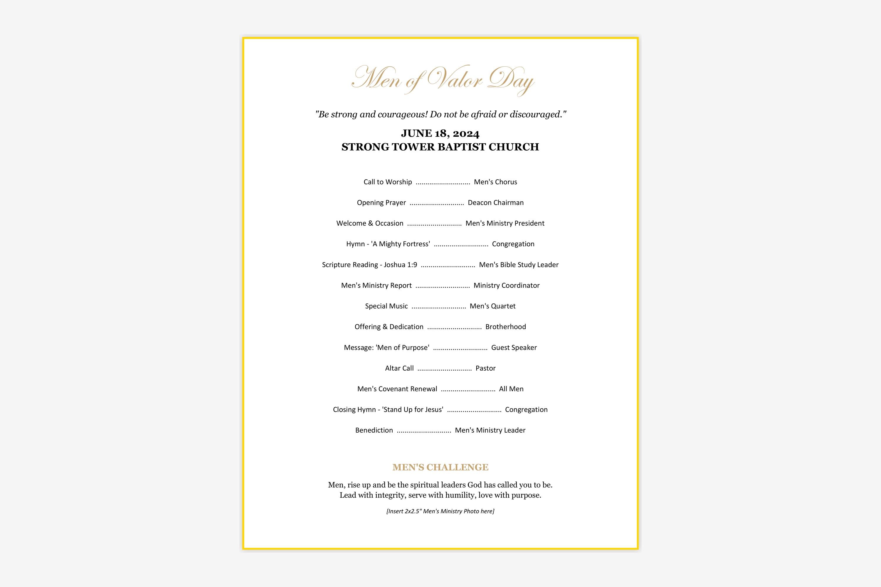 Men's Day Program Template - Etsy