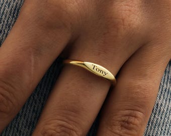 Personalized Gold Filled Name Ring Stackable Custom Engraved Jewelry