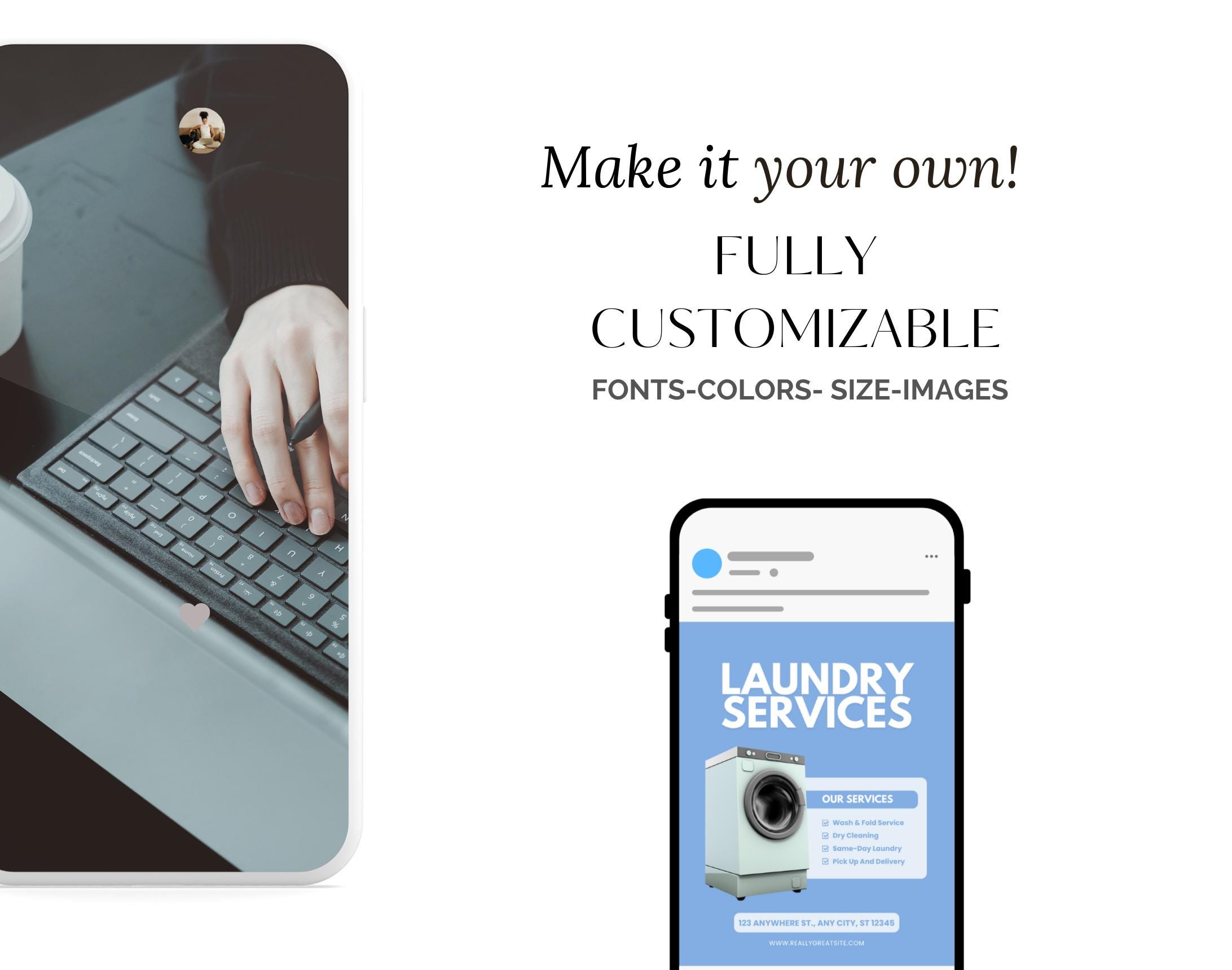 Laundry Services Canva Templates | Dry Cleaning, Washing, Ironing ...