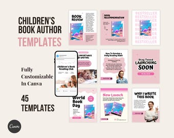 Children’s Author, Kids Book Marketing, Book Promotion, Storybook Promotion, Author Instagram Social Media Posts, Self-Publishing Canva Kit