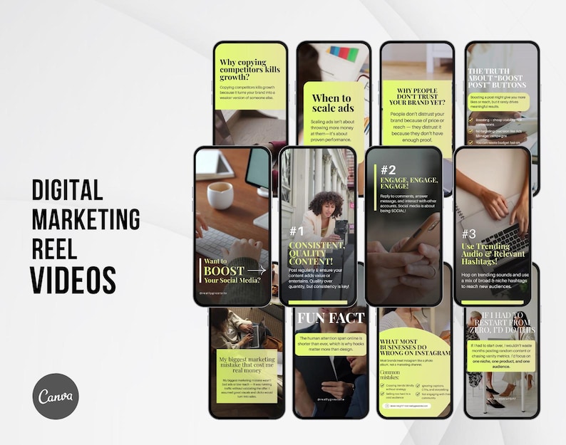 Marketing reels Canva designs for content creators