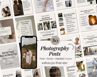 Photography Instagram Post Templates, Canva Social Media Feed , Photographer, Photo Studio, Photography Pricing List (Digital Download)