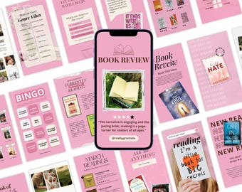 Bookstagram Story Posts, Author, Book Review, Book Lover, Book marketing, Book Blogger, Instagram Social Media Story Templates