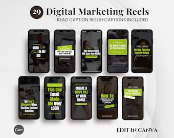 Digital Marketing Read Caption Reels Canva Templates, Social Media Instagram Reels Kit, Marketing Coach, Content Creator Editable Posts