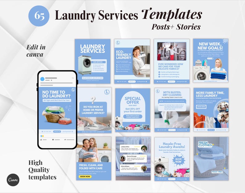 Laundry Services Canva Templates | Dry Cleaning, Washing, Ironing ...