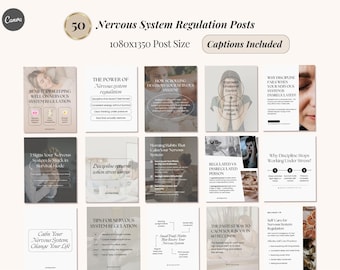 Nervous System & Emotional Regulation, Somatic Healing, PTSD, Mental Health, Stress Relief, Grounding Social Media Insta Post Templates