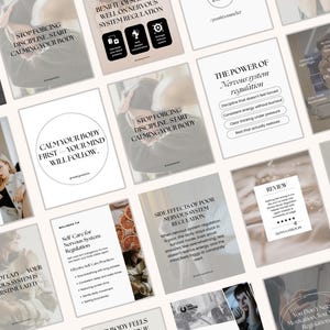 Calming nervous system regulation social media posts editable in Canva