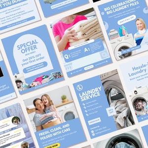Laundry Services Canva Templates | Dry Cleaning, Washing, Ironing ...