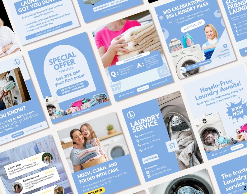 Laundry Services Canva Templates | Dry Cleaning, Washing, Ironing ...