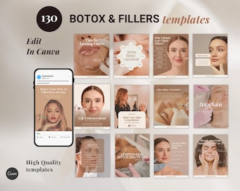 130 Botox & Fillers Post Templates, Med Spa Canva, Aesthetics, Cosmetic Clinic, Injector, Esthetician, Beauty Injector Social Media Post Kit