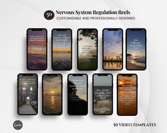 Nervous System & Emotional Regulation Reels, Somatic Healing, PTSD, Mental Health, Stress Relief, Grounding Instagram Canva Video Templates