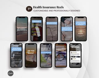 Health Insurance Agent Reels: Social Media Content for Canva, Medical, Life Insurance, Healthcare, Financial Security Instagram Templates