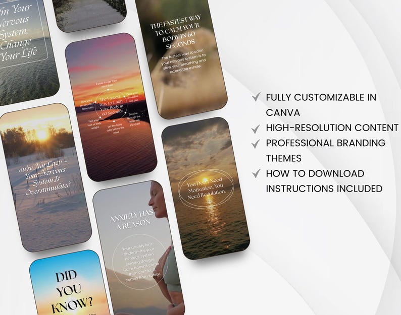 Nervous system reset Instagram reel templates with calm and supportive design