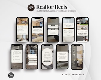Realtor reels, Real Estate Agent Marketing, Property Listings, Home Tour, Open House, Just Sold, Social Media Insta Canva Reels Videos Kit