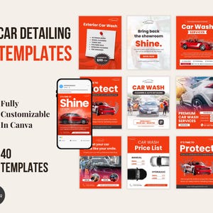 Car, Auto, Mobile Detailing, Car Wash, Vehicle Cleaning , Car Care Business, Car Cleaning, Auto spa social media instagram post templates
