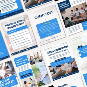 Charity Instagram post templates editable in Canva