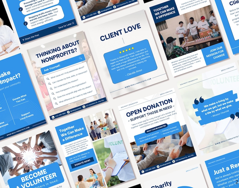 Charity Instagram post templates editable in Canva